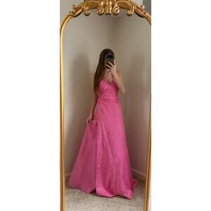 Vintage Y2K Masquerade Pink Beaded Sequin Halter Dress